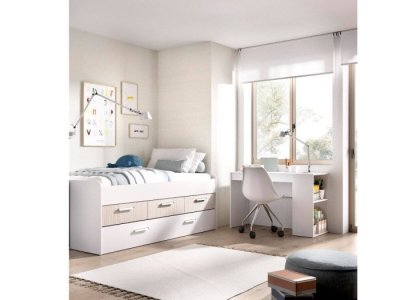 Cama juvenil con tres cajones y arrastre modelo MENTA