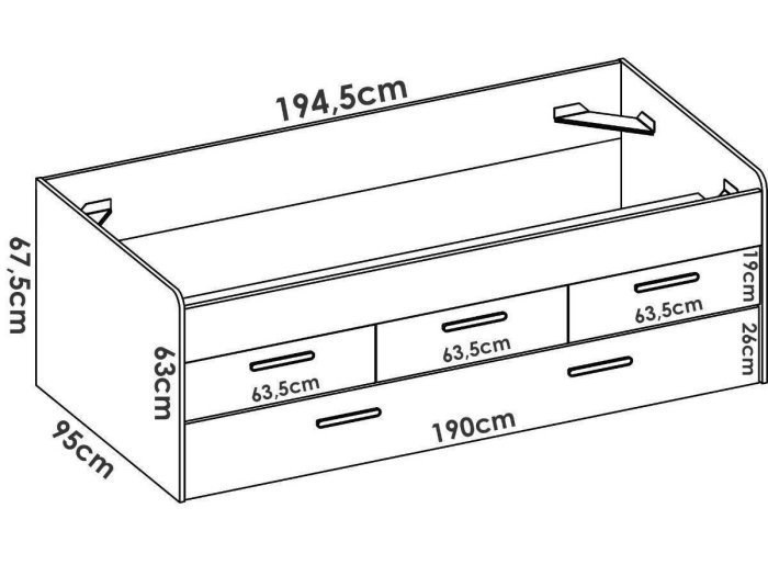 Cama juvenil con tres cajones y...