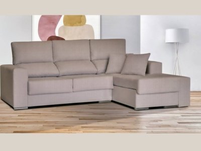 Sofá chaisselongue con pouff brazo  modelo VIRGINIA