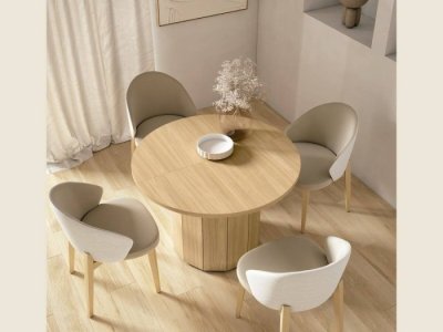 Mesa redonda extensible con pie central modelo XAI