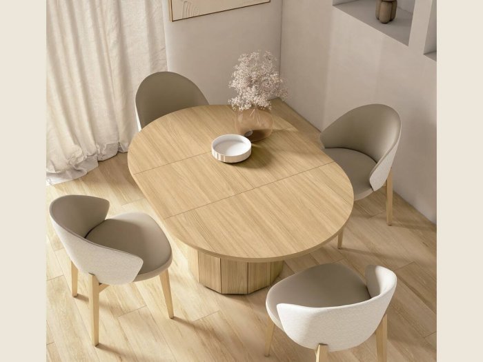 Mesa redonda extensible con pie...