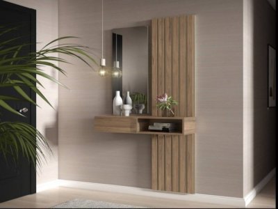 Consola recibidor con espejo y paneles modelo IBER