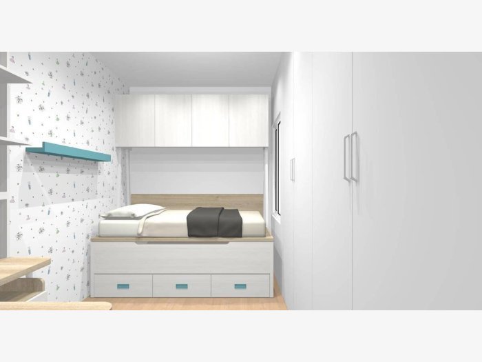 Diseño habitación juvenil en 3D