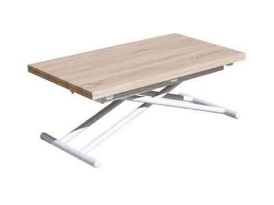 Mesa de comedor extensible y elevable Akira roble-blanco