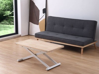 Mesa centro comedor extensible Zanhia roble-blanco