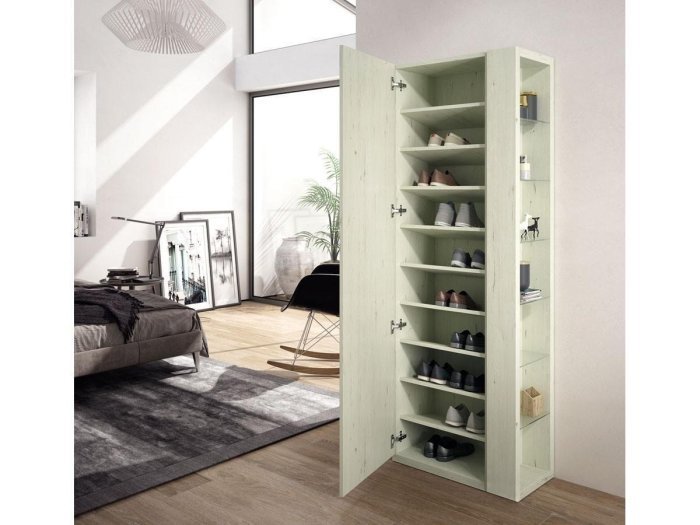 Zapatero espejo con estantería Ko