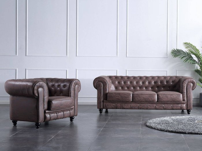 Sofá Chester 3 plazas chocolate vintage
