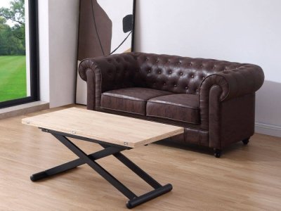 Mesa centro comedor extensible Zanhia roble-negro