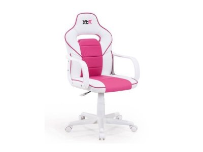 Silla gamer giratoria modelo VALKIRIA simil piel blanco-rosa