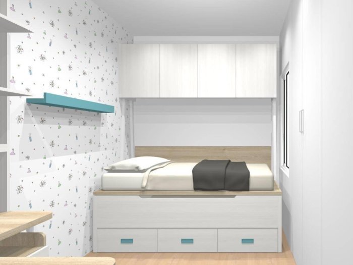 Diseño habitación juvenil en 3D