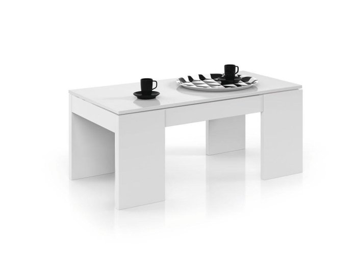 Mesa centro elevable Aba en blanco