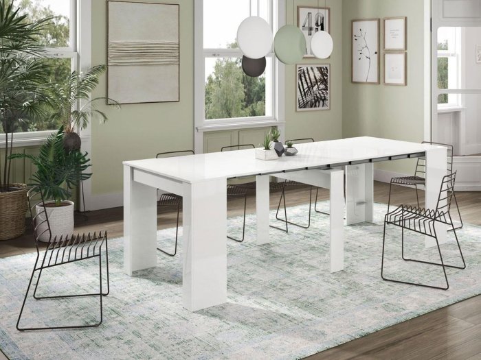 Mesa tipo consola blanca convertible Dina