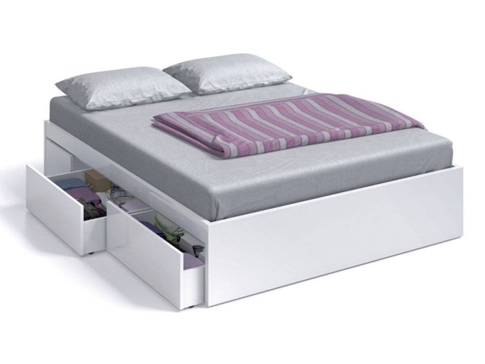 Cama bañera Vetro con cajones laterales blanca