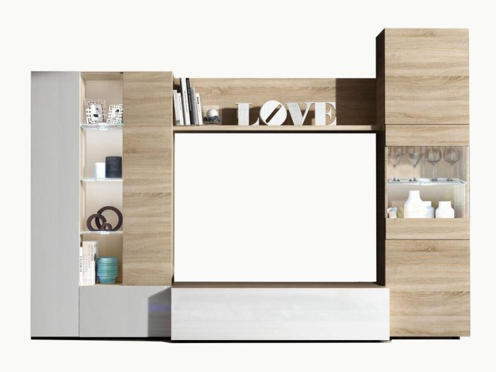 Apilable de salón Voga color roble y blanco 2