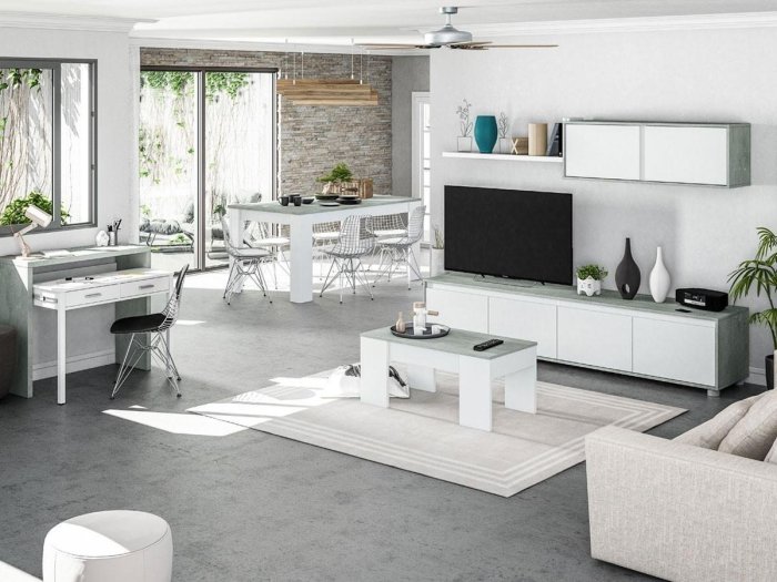 Apilable de salón White blanco y cemento