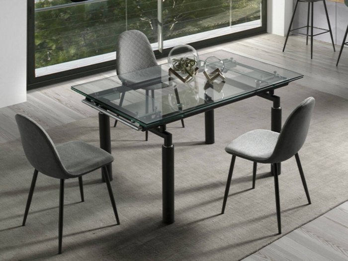 Mesa extensible Onda de cristal transparente