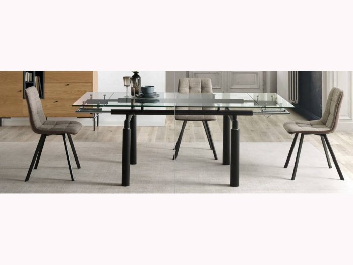 Mesa extensible Onda de cristal transparente