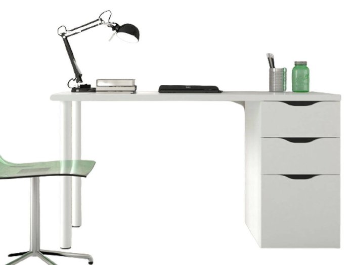 Mesa de estudio Ambar blanca con 3 cajones