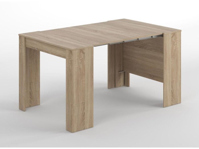Consola convertible en mesa de comedor Dina en roble