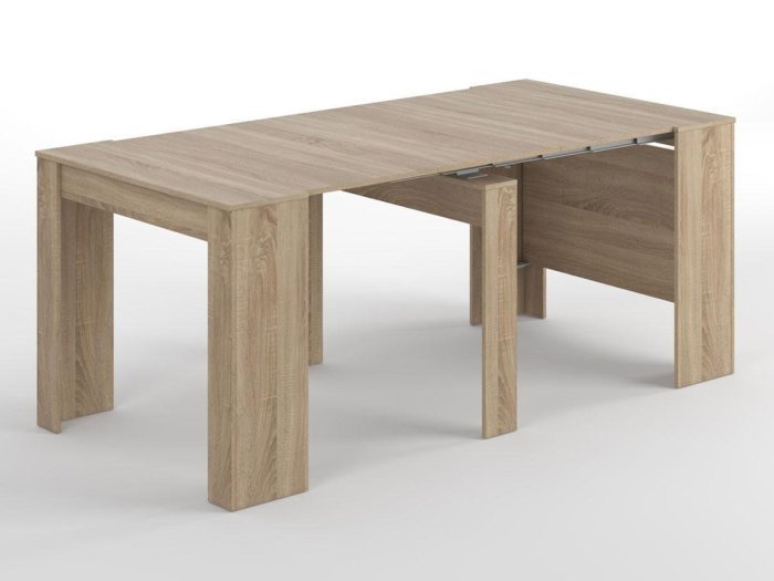 Consola convertible en mesa de comedor Dina en roble