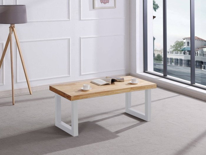 Mesa de centro elevable Henar roble-blanco