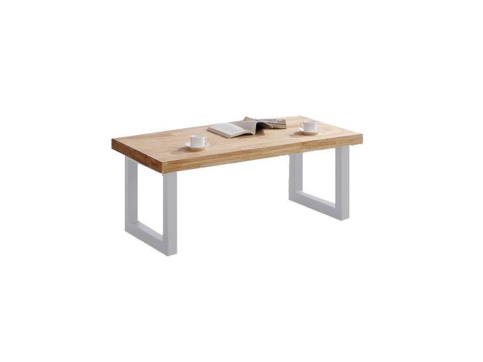 Mesa de centro elevable Henar roble-blanco