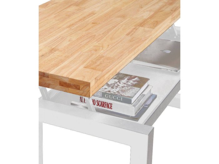 Mesa de centro elevable Henar roble-blanco