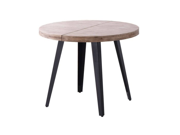 Mesa comedor redonda extensible Silvana roble-negro 2
