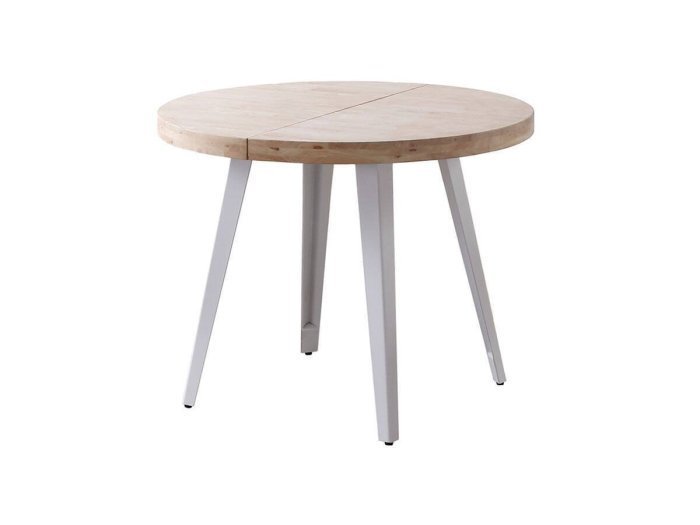 Mesa comedor redonda extensible Silvana roble-blanco