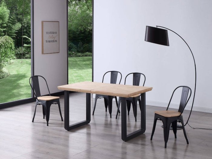 Mesa comedor extensible Miranda roble-negro