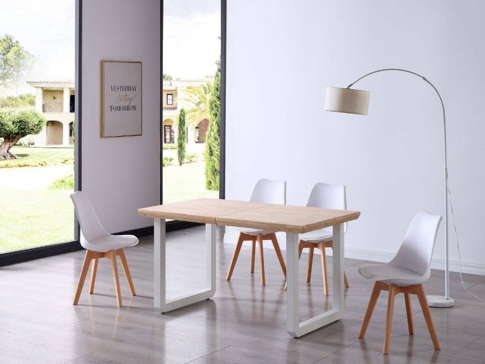 Mesa comedor extensible Miranda roble-blanco