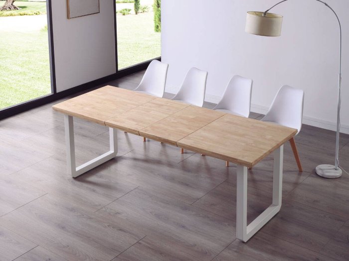 Mesa comedor extensible Miranda roble-blanco