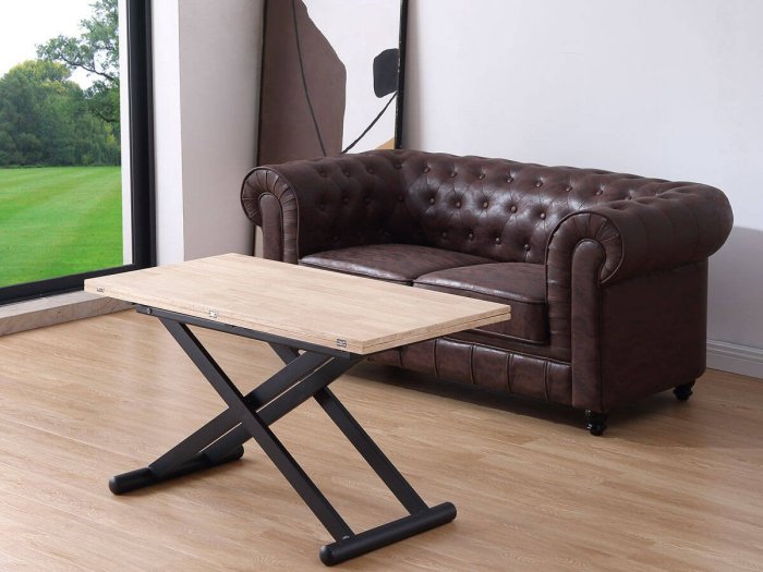 Mesa centro comedor extensible Zanhia roble-negro