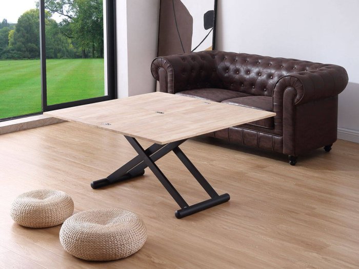 Mesa centro comedor extensible Zanhia roble-negro