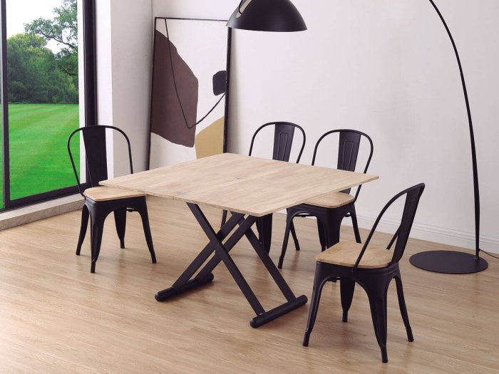Mesa centro comedor extensible Zanhia roble-negro