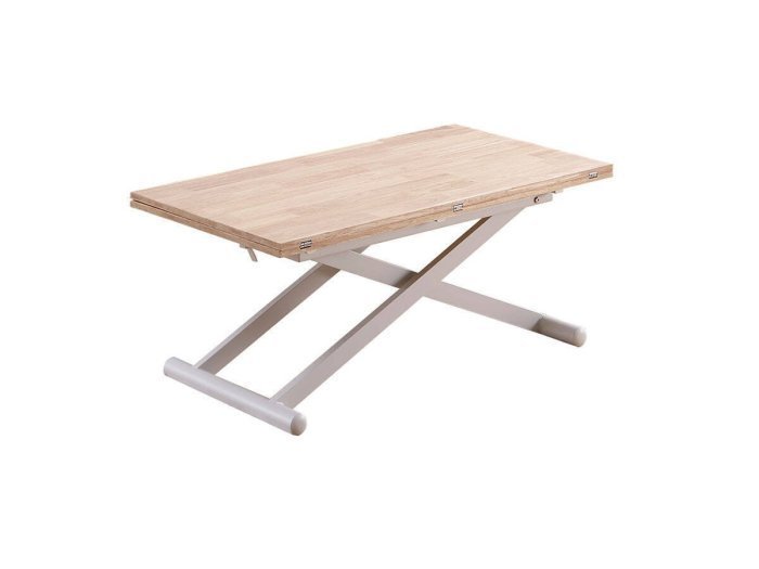 Mesa centro comedor extensible Zanhia roble-blanco