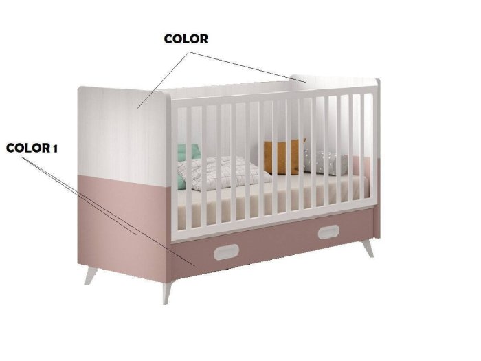 Cuna fija con patas y contenedor modelo WALL