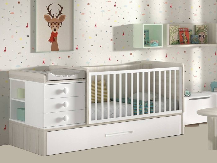 Cuna convertible con cama nido modelo ELBOW