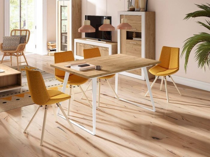 Mesa de comedor extensible modelo DAKOTA WHITE