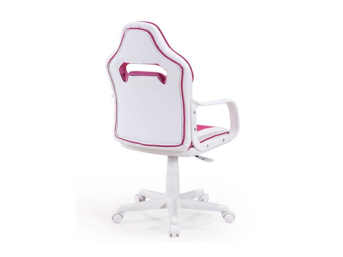 Silla gamer giratoria modelo VALKIRIA simil piel blanco-rosa