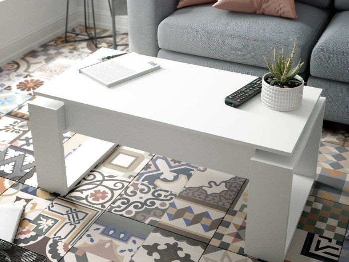 Mesa de centro elevable modelo INGRID blanca