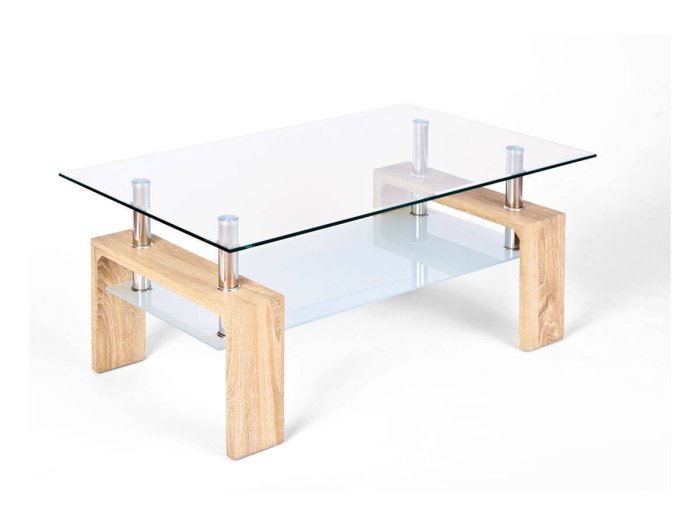 Mesa de centro con cristal modelo CELIA roble 2