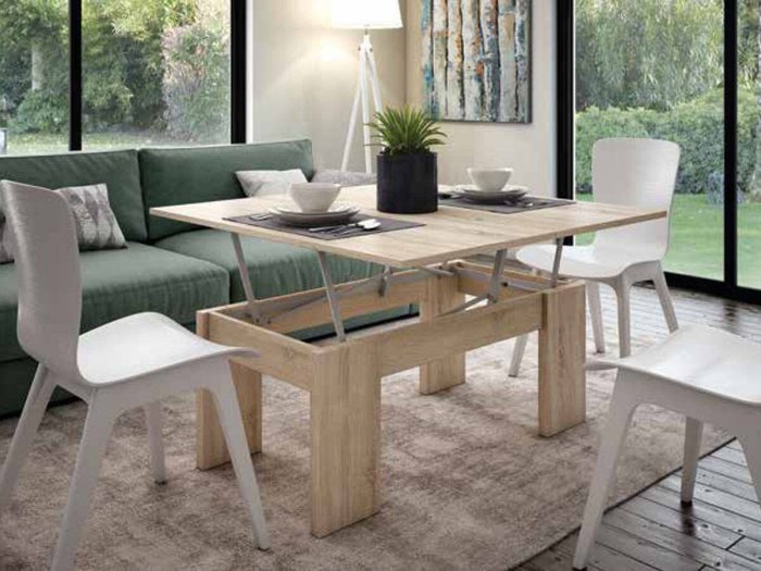 Mesa de centro convertible a comedor modelo ESTOPA