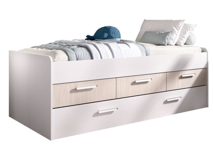 Cama juvenil con tres cajones y arrastre modelo MENTA 2