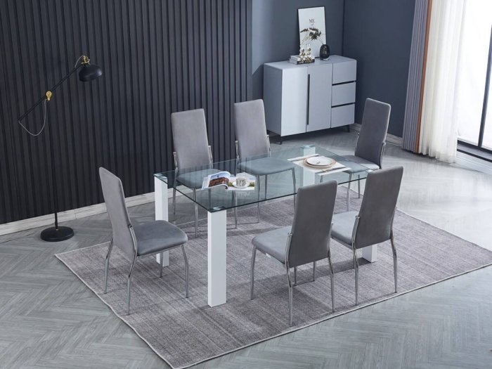 Silla de comedor tapizado gris modelo FELFO