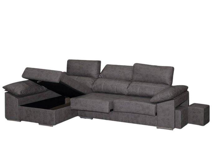 Sofá chaisselongue con pouffs y arcón modelo ELON 2